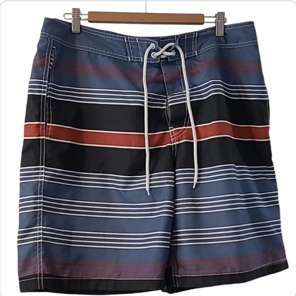 Gap Board Shorts Swim Trunks Lined Mens Large Beach Vacation Red White Blue